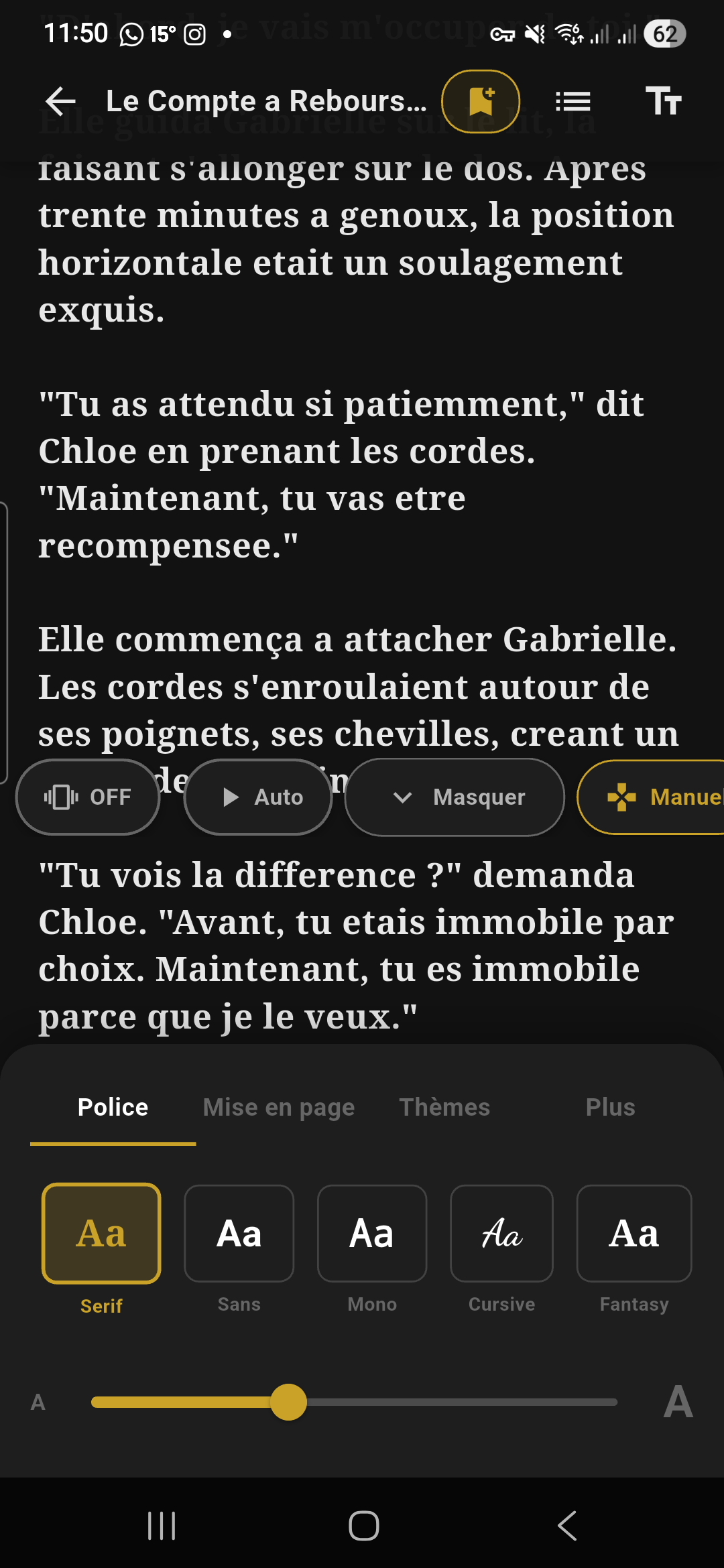 Panneau réglages texte